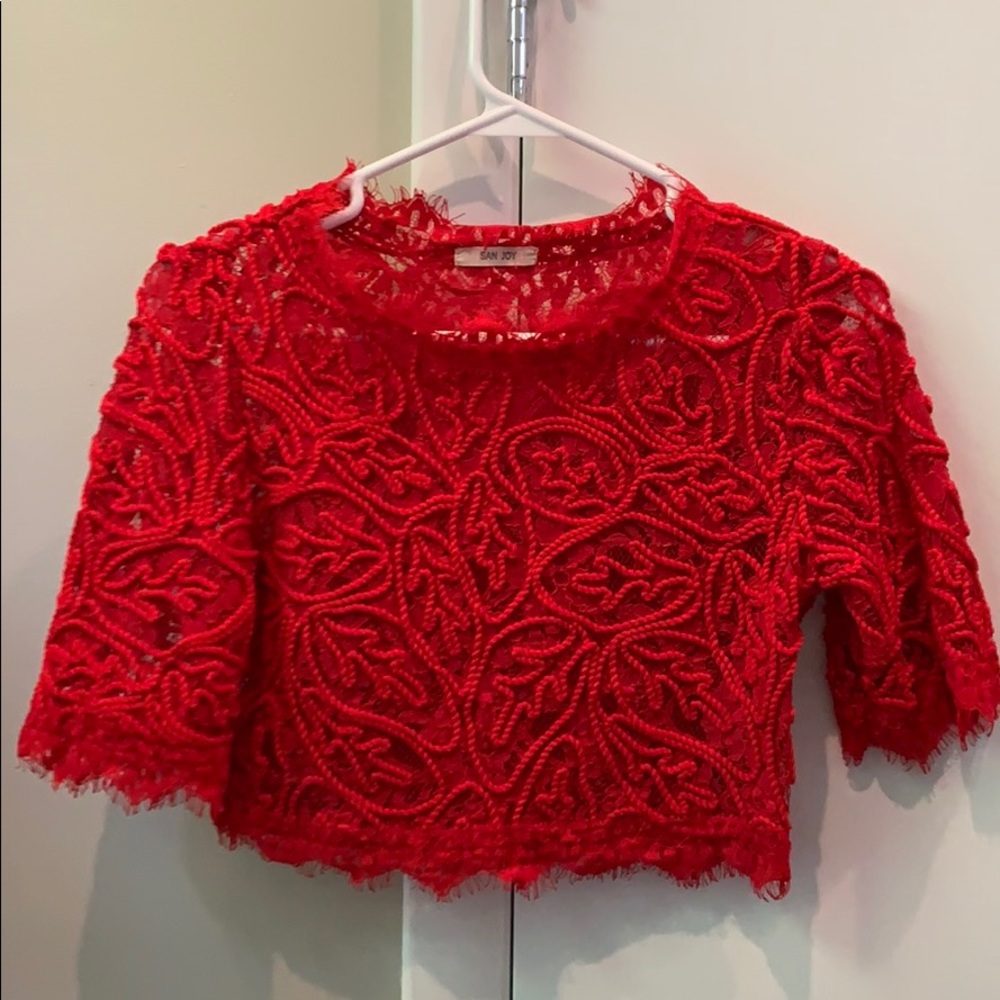 Red Lace Crop